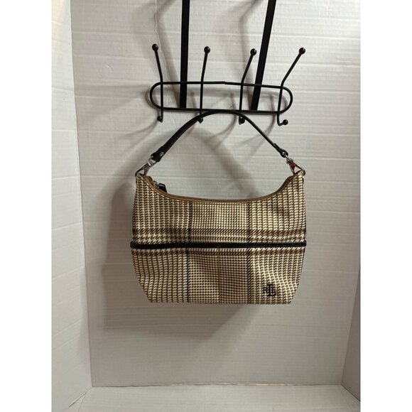 VTG-Ralph Lauren brown Houndstooth hand bag Shoulder Bag boho chic y2k hobo - Picture 1 of 13